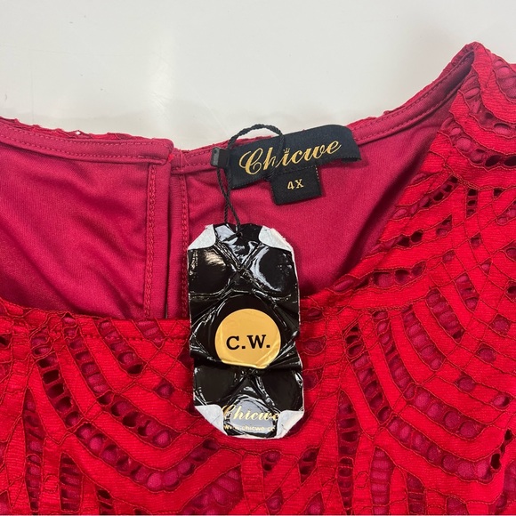 Chicwe women’s red shirt sleeve top 4X m138-17 - Picture 2 of 3